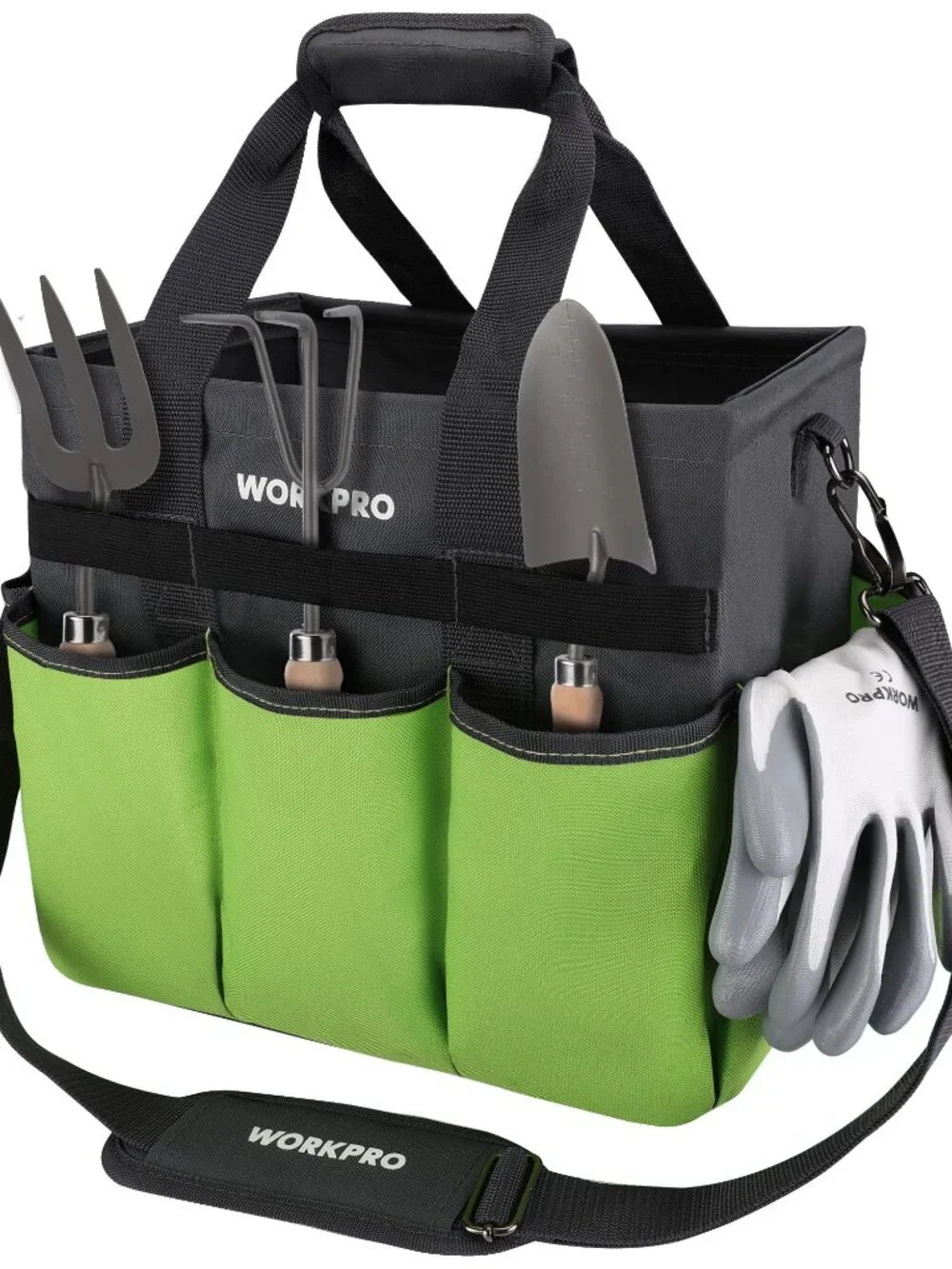 WORKPRO Garden Tool Bag Organizer, Heavy Duty Gardening Tote Bag with 10 Pockets